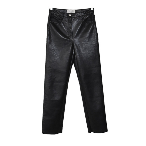 A6 NEW THE MELINA WILFRED Black Vegan Faux Leather Straight Leg Jeans Size 4 - Picture 1 of 6
